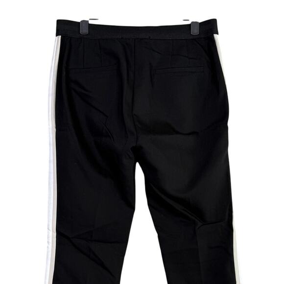 ZARA Basic Black White Beige Side Stripe Straight Leg Ankle Trouser Pant L #3382 - Picture 7 of 15